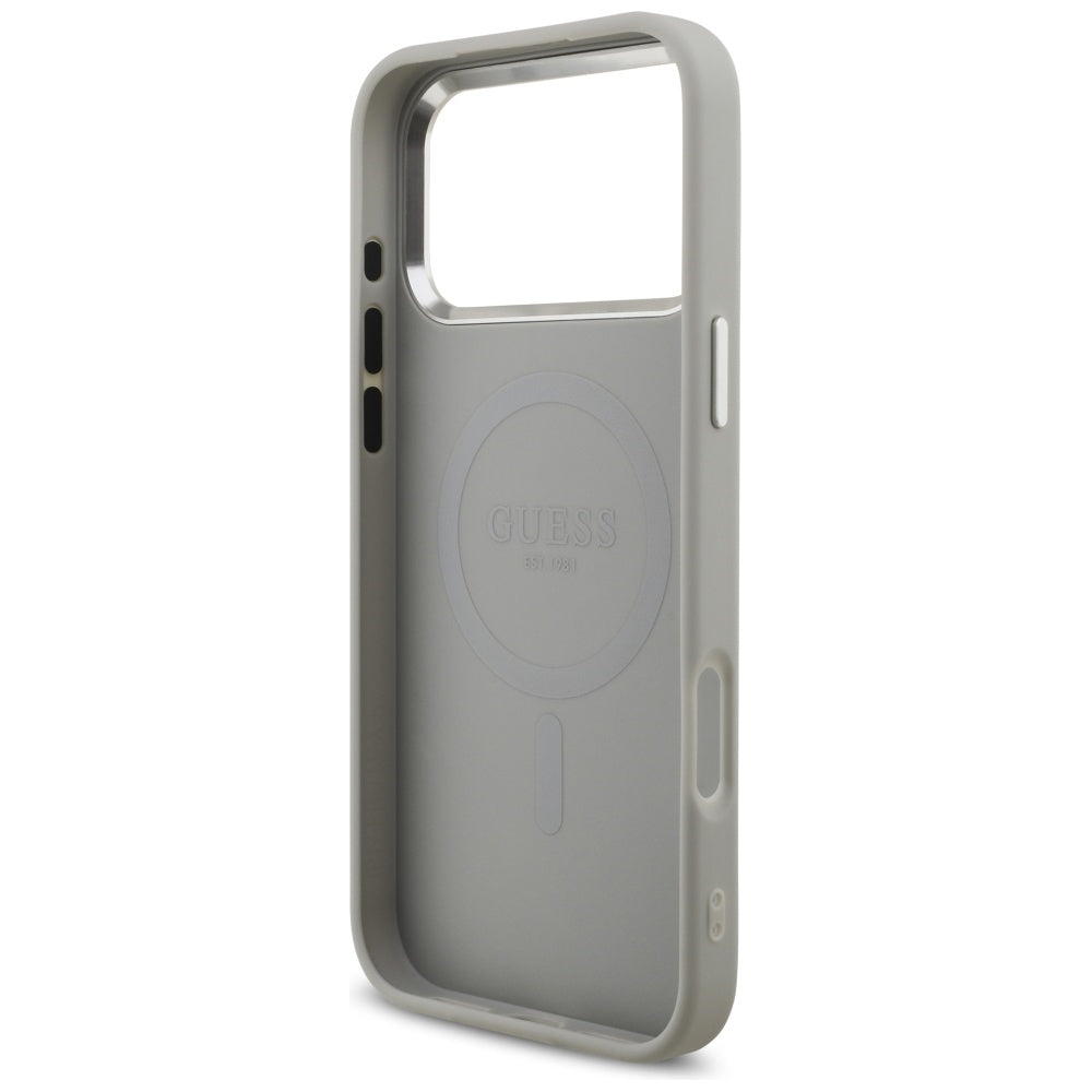 Capa MagSafe para Apple iPhone 17 Pro Max, Guess, Glitter Triangle Logo, Prateada