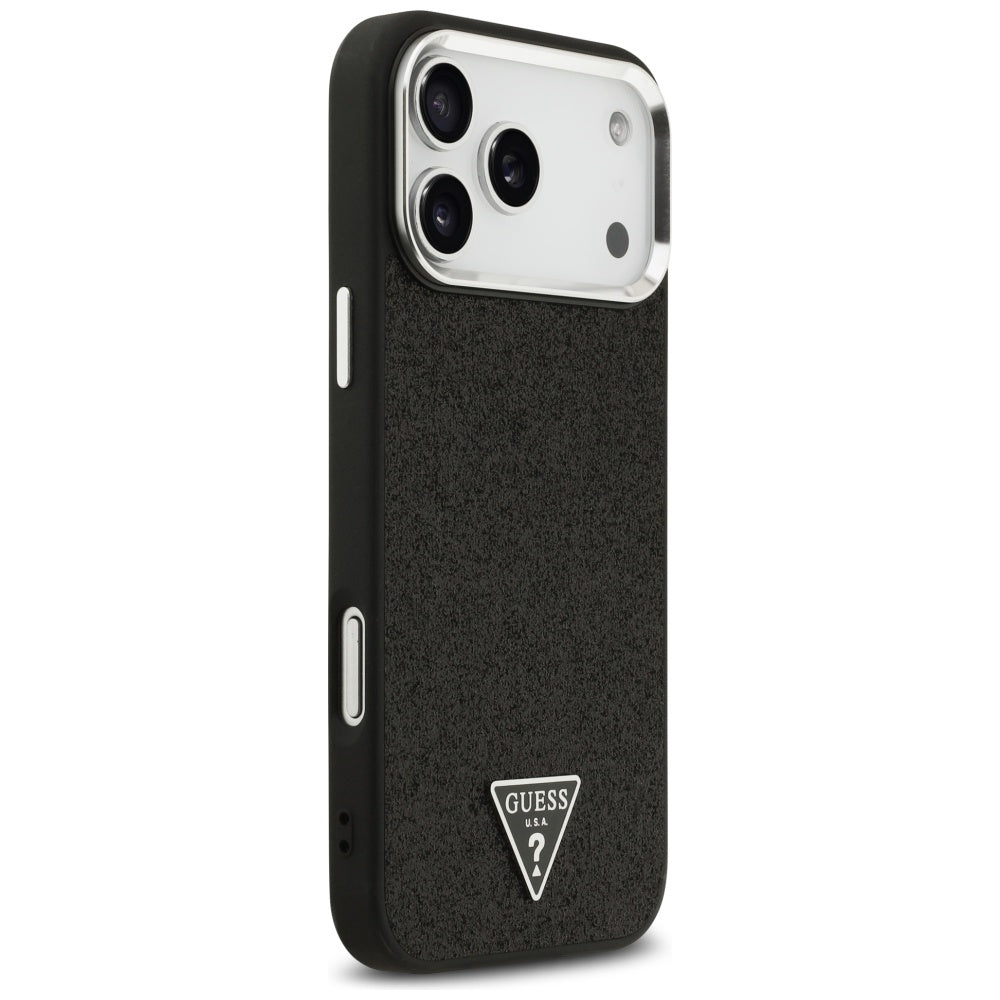 Capa MagSafe para Apple iPhone 17 Pro Max, Guess, Glitter Triangle Logo, Preta
