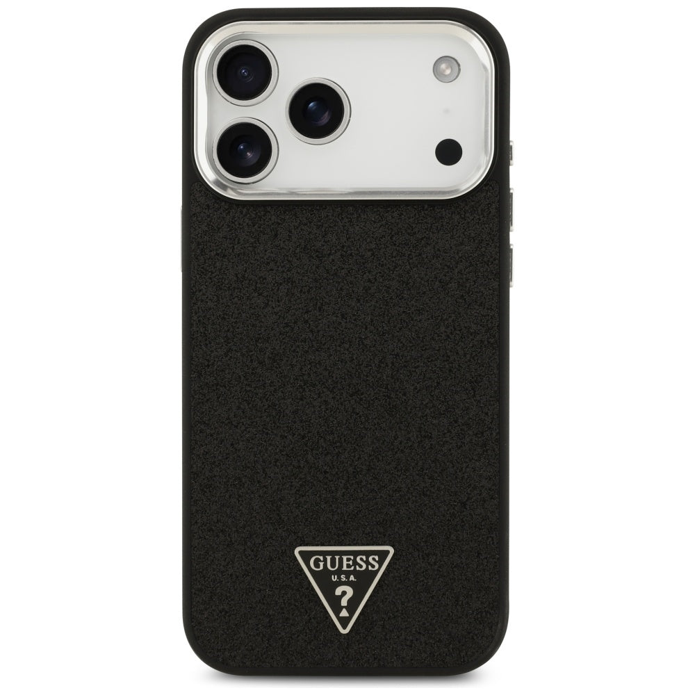 Capa MagSafe para Apple iPhone 17 Pro Max, Guess, Glitter Triangle Logo, Preta