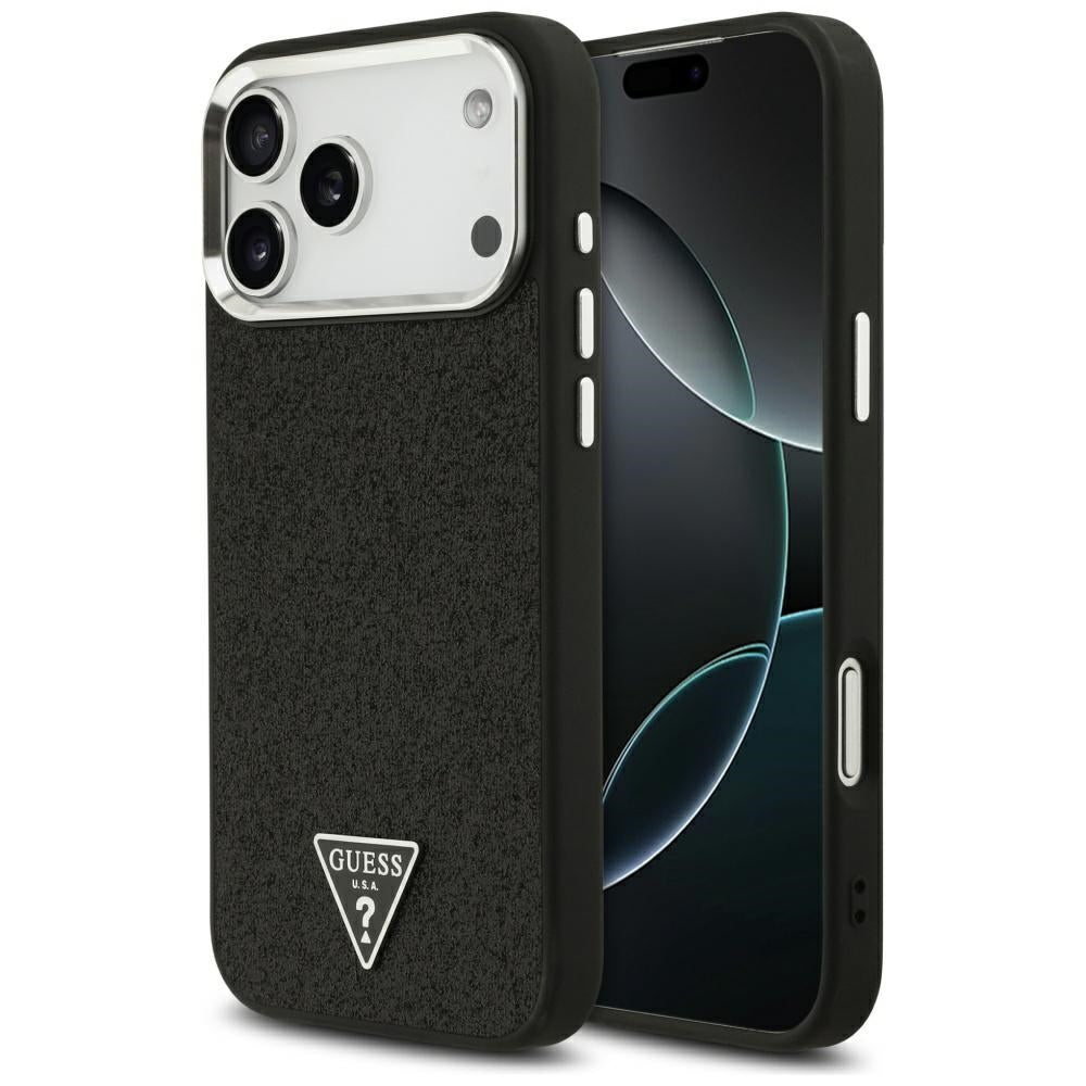 Capa MagSafe para Apple iPhone 17 Pro Max, Guess, Glitter Triangle Logo, Preta