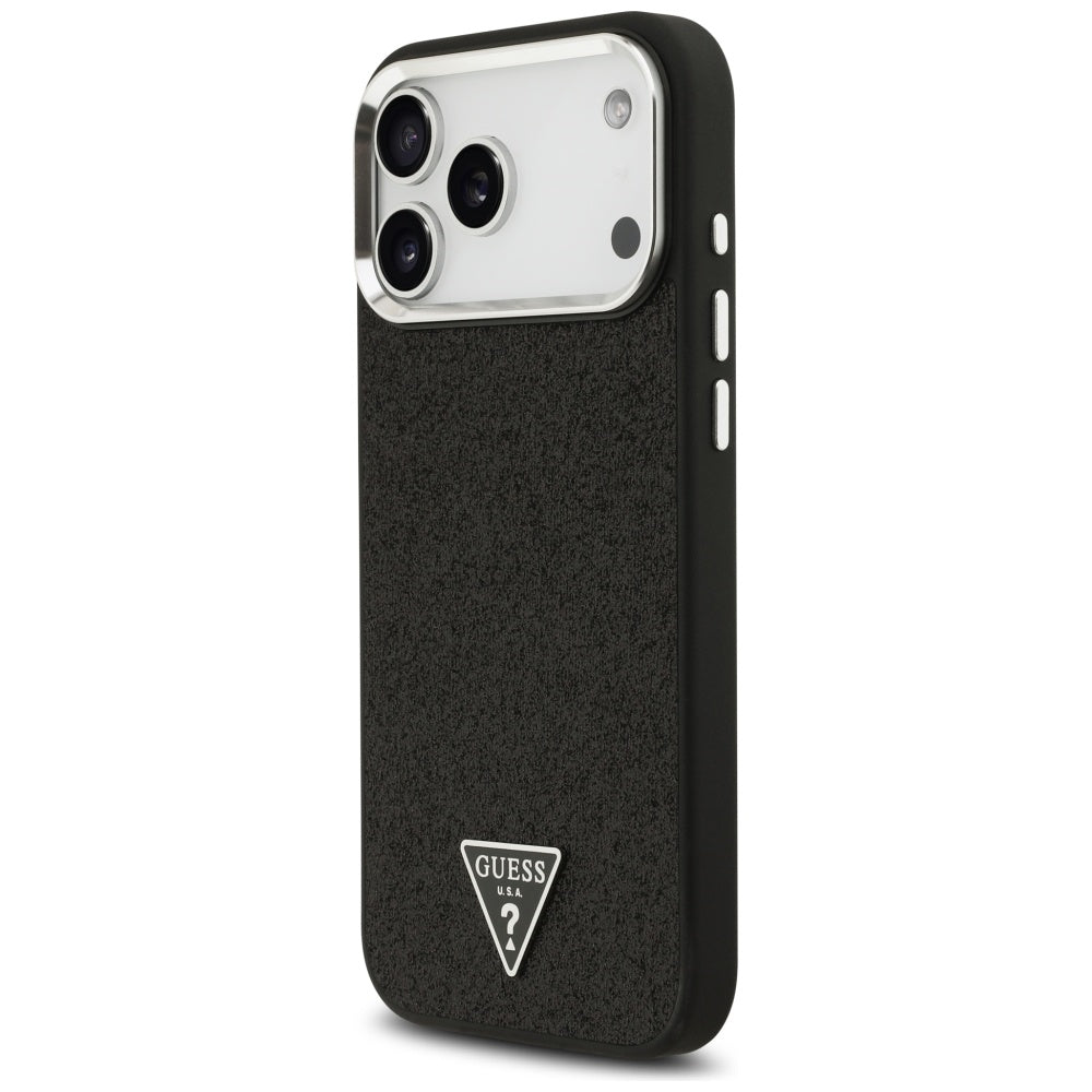 Capa MagSafe para Apple iPhone 17 Pro Max, Guess, Glitter Triangle Logo, Preta