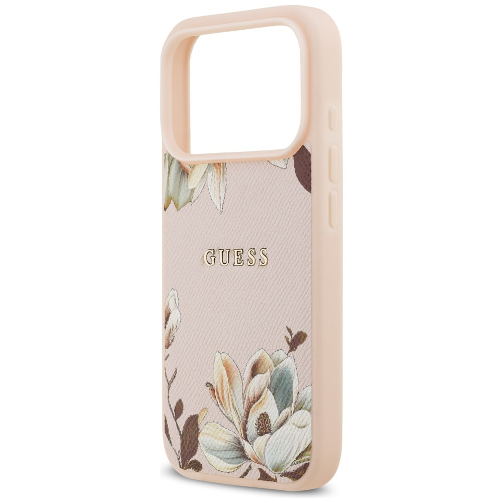 Capa MagSafe para Apple iPhone 17 Pro Max, Guess, Grained Flowers, Rosa