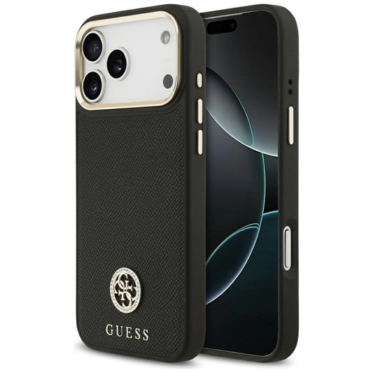 Capa MagSafe para Apple iPhone 17 Pro Max, Guess, Grained Strass Logo, Preta