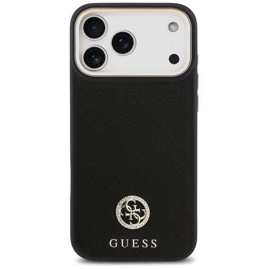 Capa MagSafe para Apple iPhone 17 Pro Max, Guess, Grained Strass Logo, Preta