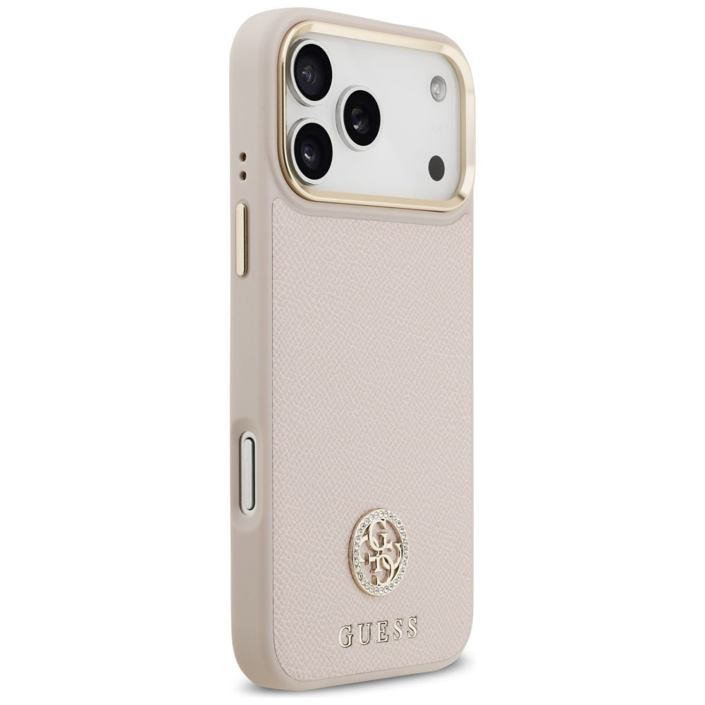 Capa MagSafe para Apple iPhone 17 Pro Max, Guess, Grained Strass Logo, Rosa