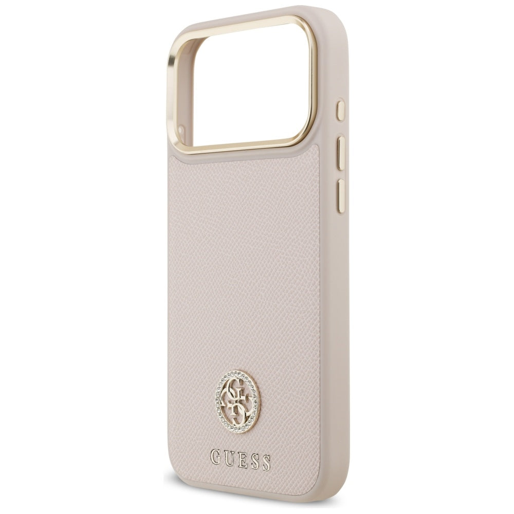Capa MagSafe para Apple iPhone 17 Pro Max, Guess, Grained Strass Logo, Rosa