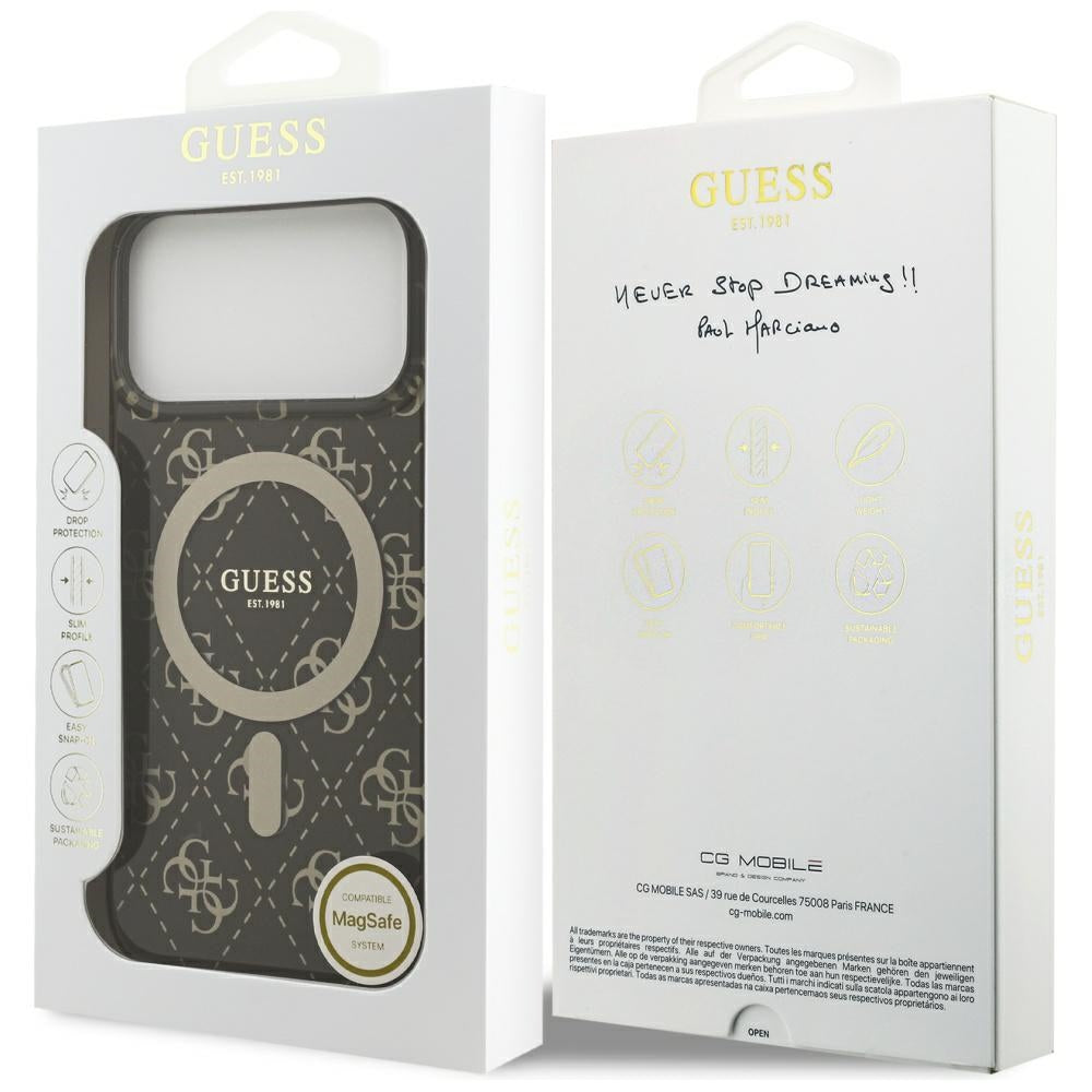 Capa MagSafe para Apple iPhone 17 Pro Max, Guess, IML 4G Background, Castanho