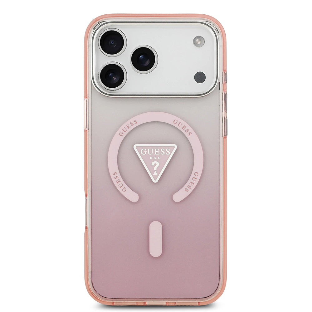 Capa MagSafe para Apple iPhone 17 Pro Max, Guess, Logo Triângulo Gradiente IML, Rosa