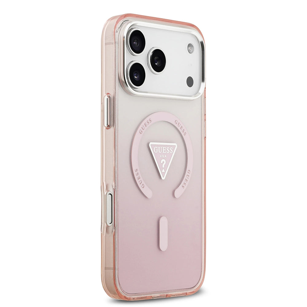 Capa MagSafe para Apple iPhone 17 Pro Max, Guess, Logo Triângulo Gradiente IML, Rosa