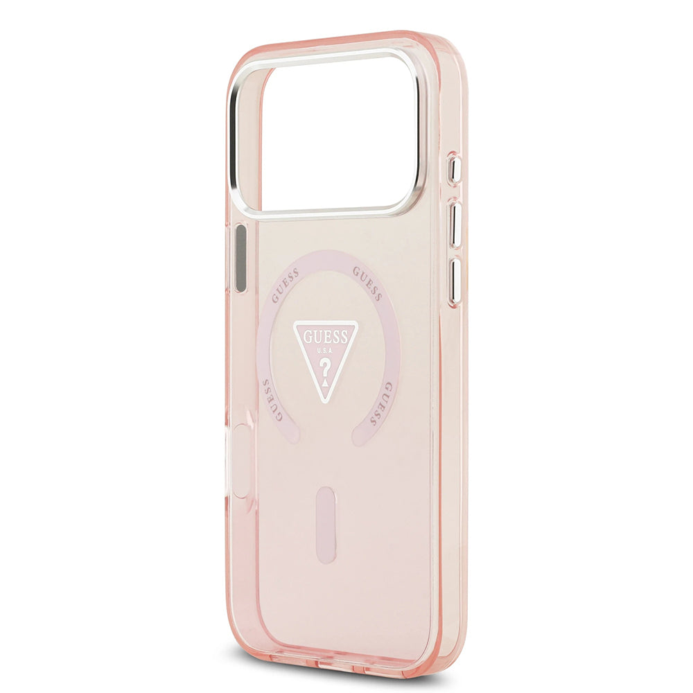 Capa MagSafe para Apple iPhone 17 Pro Max, Guess, Logo Triângulo Gradiente IML, Rosa