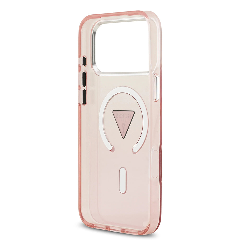 Capa MagSafe para Apple iPhone 17 Pro Max, Guess, Logo Triângulo Gradiente IML, Rosa