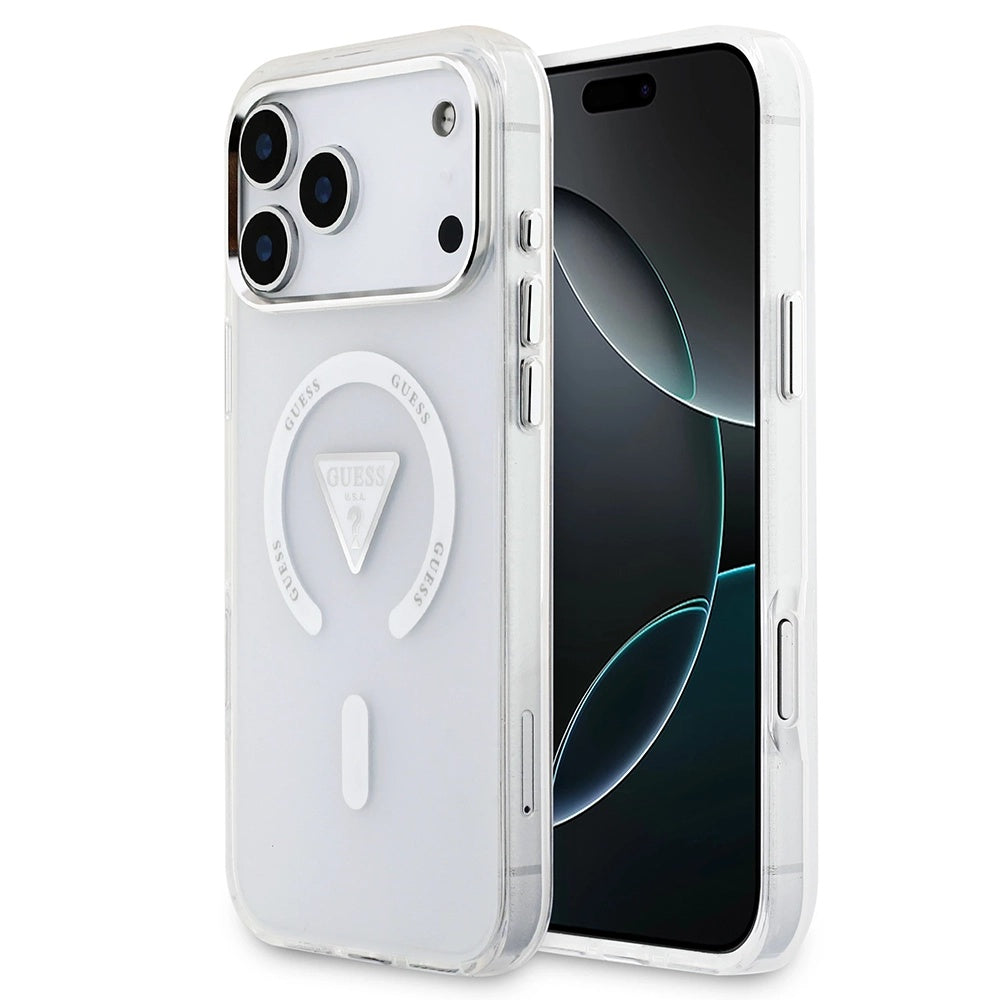 Capa MagSafe para Apple iPhone 17 Pro Max, Guess, Logo Triângulo Gradiente IML, Transparente