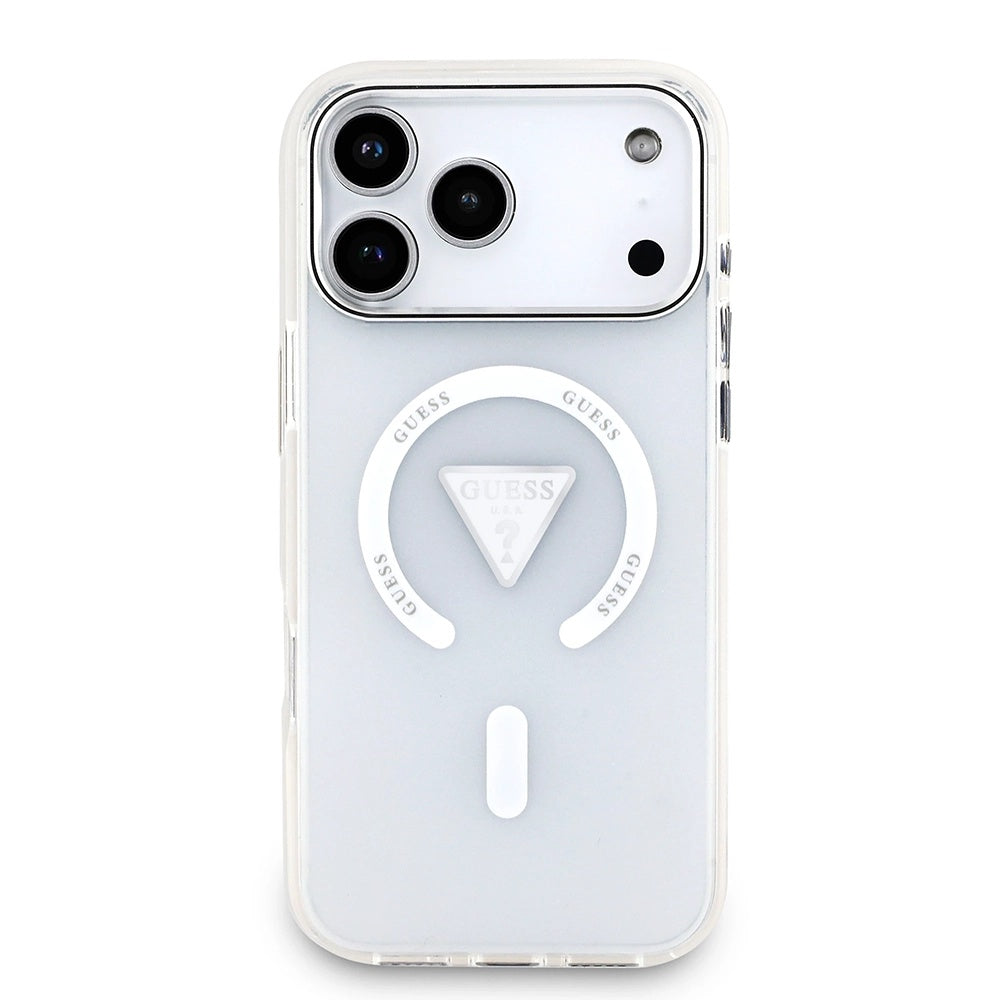 Capa MagSafe para Apple iPhone 17 Pro Max, Guess, Logo Triângulo Gradiente IML, Transparente