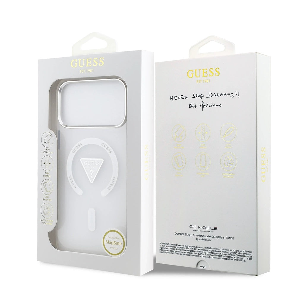 Capa MagSafe para Apple iPhone 17 Pro Max, Guess, Logo Triângulo Gradiente IML, Transparente