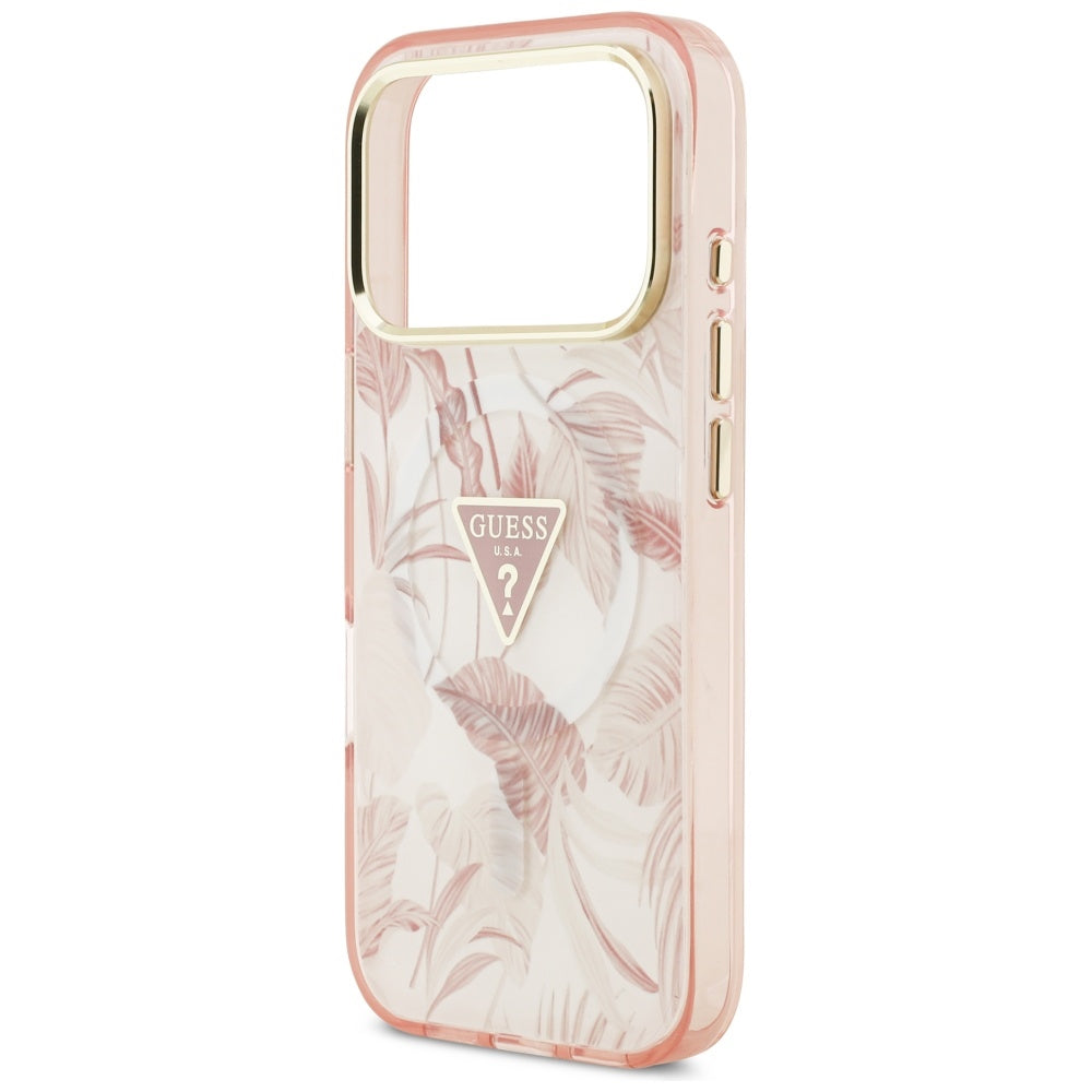 Capa MagSafe para Apple iPhone 17 Pro Max, Guess, Jungle Tonal Triangle, Rosa