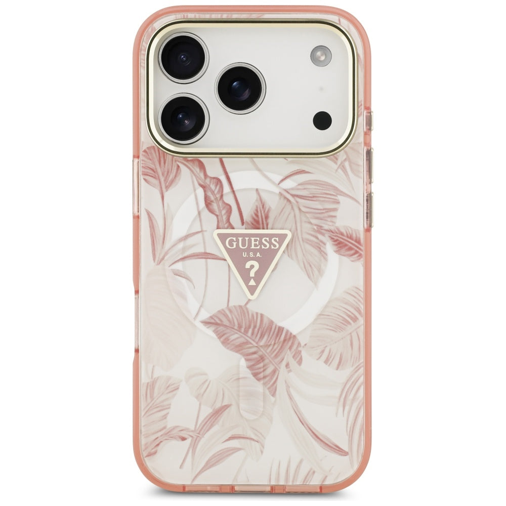 Capa MagSafe para Apple iPhone 17 Pro Max, Guess, Jungle Tonal Triangle, Rosa
