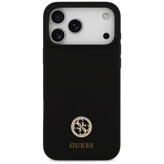Capa MagSafe para Apple iPhone 17 Pro Max, Guess, Logo Strass 4G, Preta
