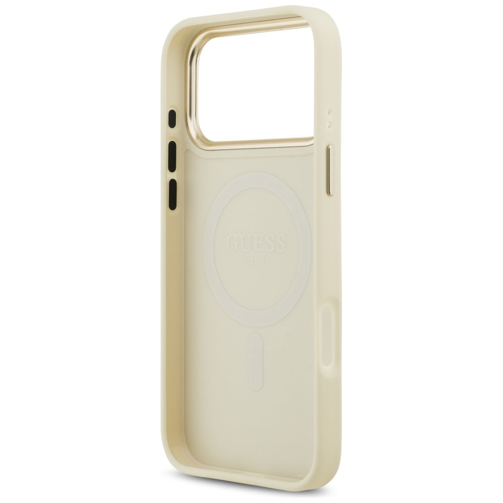 Capa MagSafe para Apple iPhone 17 Pro Max, Guess, Peony Hot Stamp, Bege