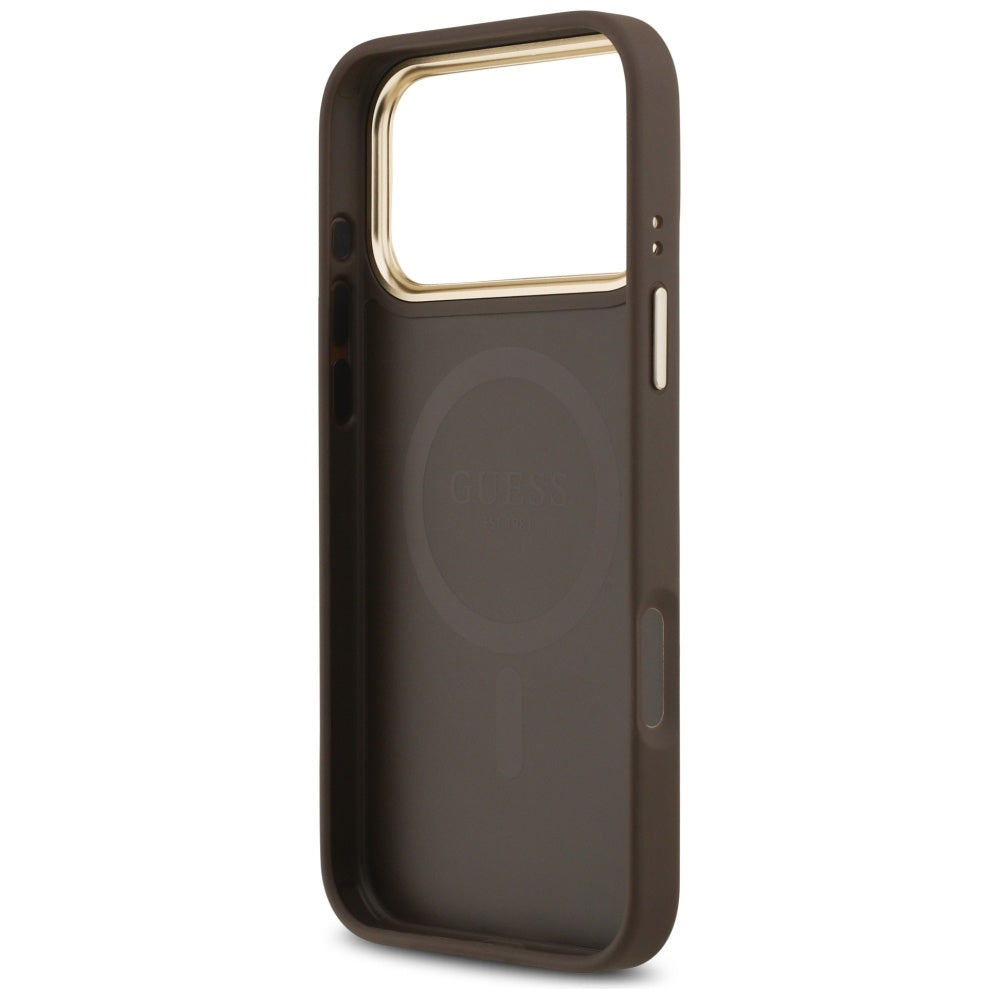Capa MagSafe para Apple iPhone 17 Pro Max, Guess, Peony Hot Stamp, Marrom