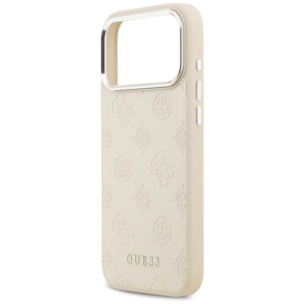 Capa MagSafe para Apple iPhone 17 Pro Max, Guess, Peony Hot Stamp Script, Bege