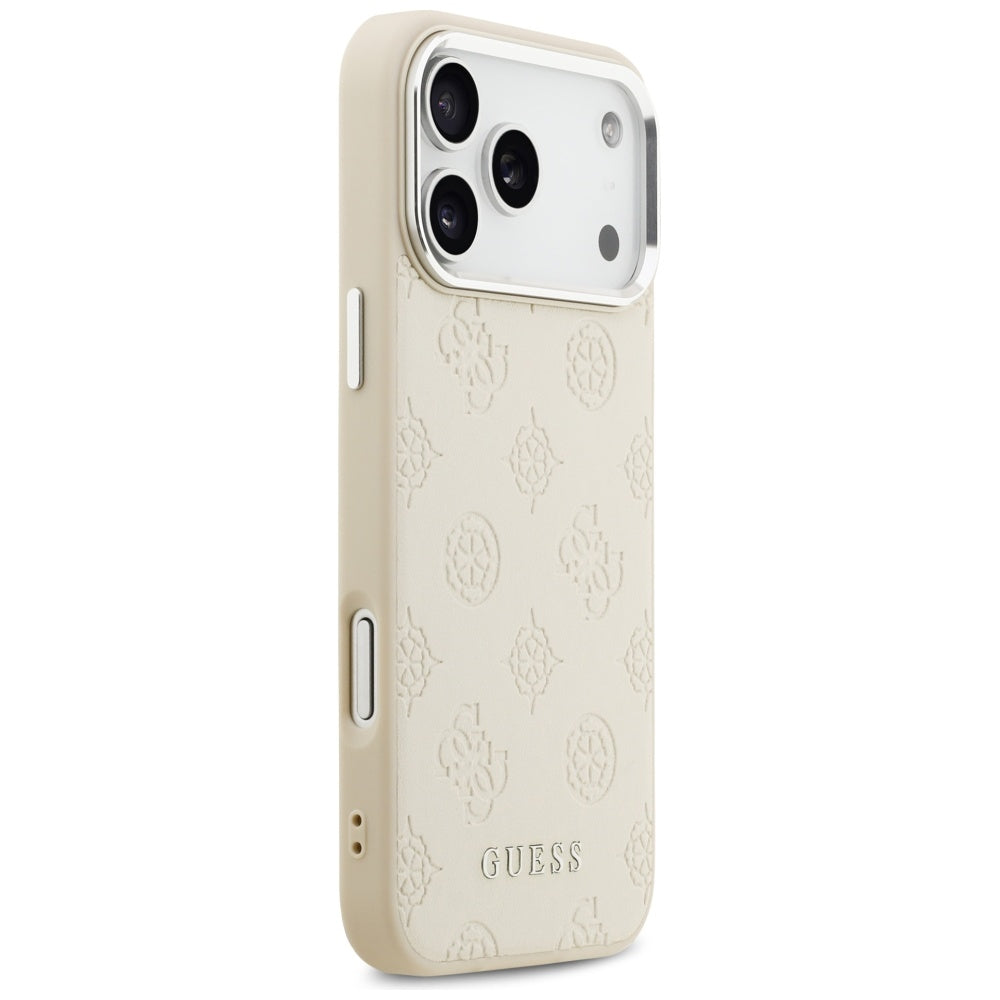 Capa MagSafe para Apple iPhone 17 Pro Max, Guess, Peony Hot Stamp Script, Bege