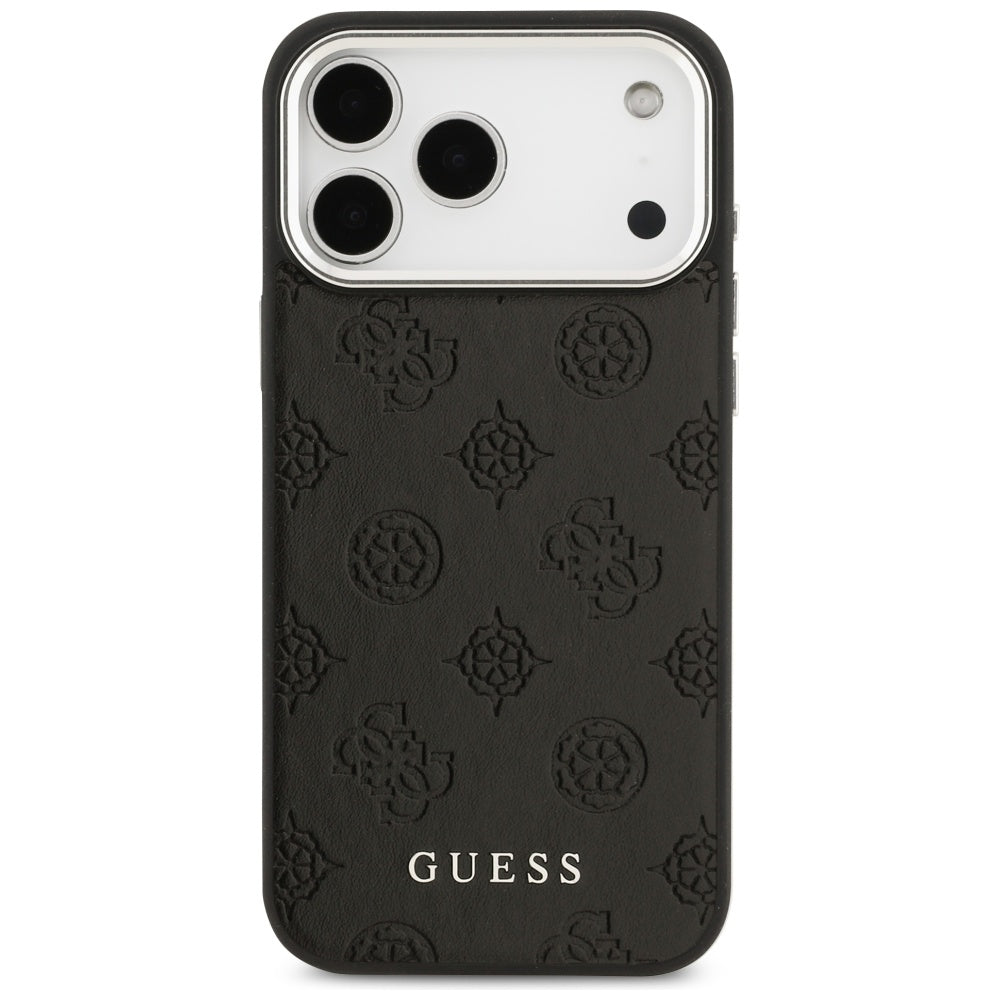 Capa MagSafe para Apple iPhone 17 Pro Max, Guess, Peony Hot Stamp Script, Preta