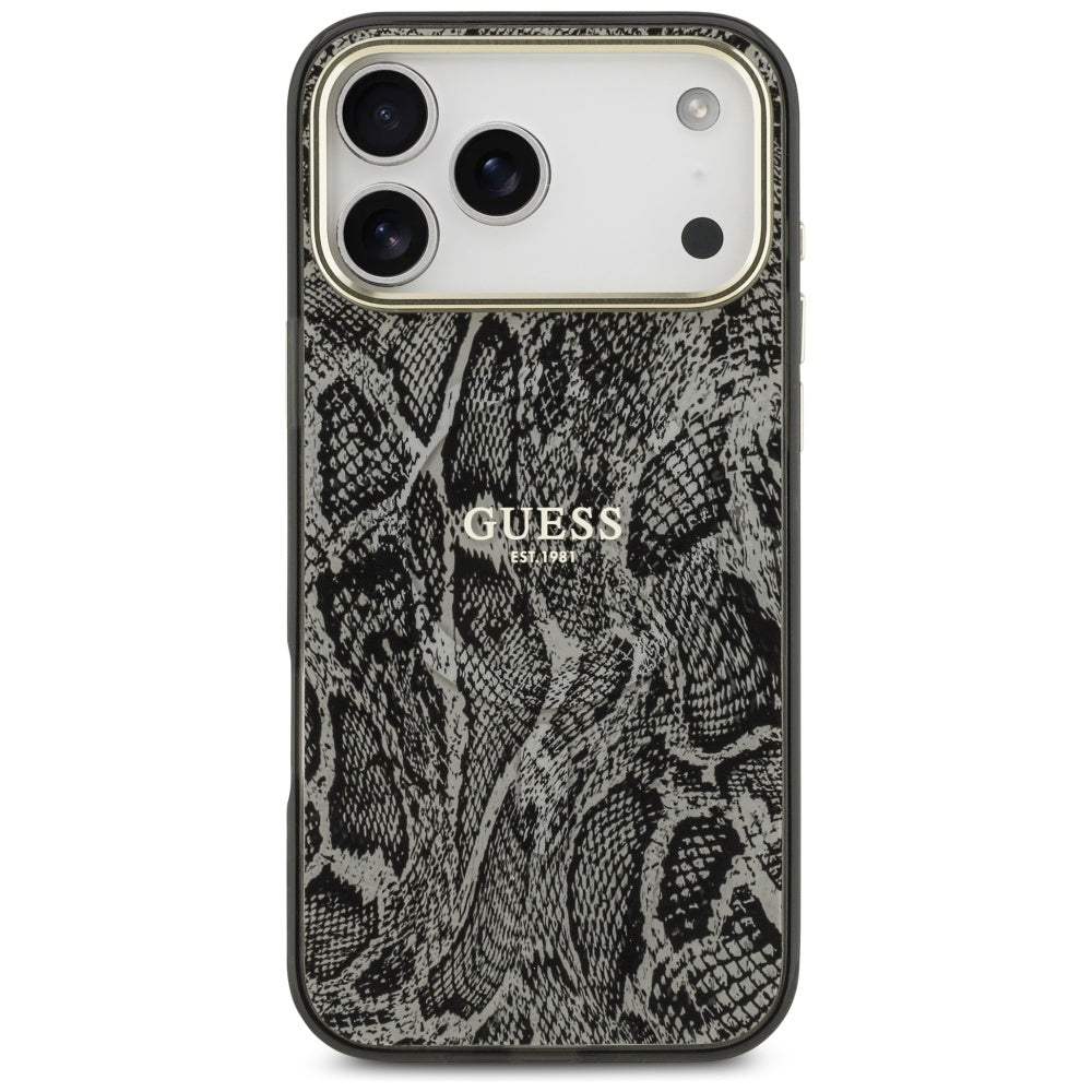 Capa MagSafe para Apple iPhone 17 Pro Max, Guess, Padrão Python, Preta