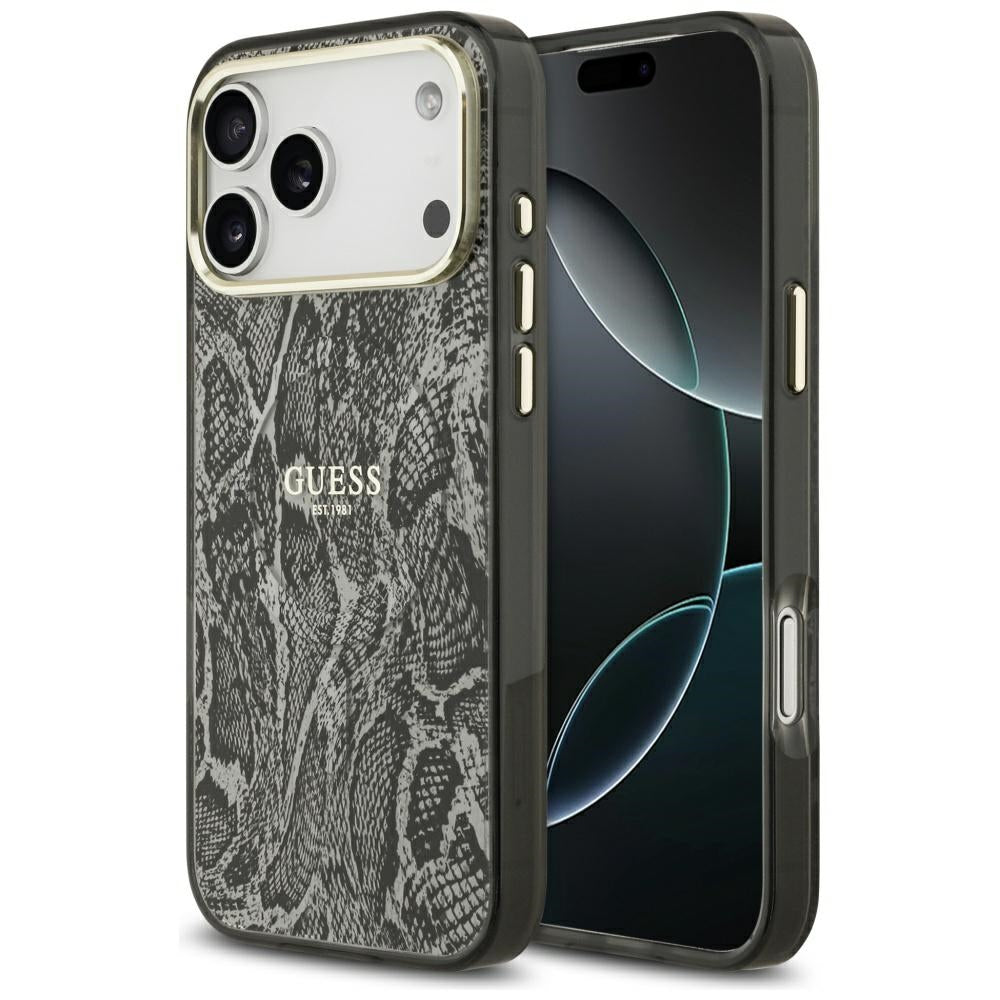 Capa MagSafe para Apple iPhone 17 Pro Max, Guess, Padrão Python, Preta