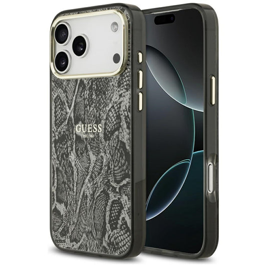Capa MagSafe para Apple iPhone 17 Pro Max, Guess, Padrão Python, Preta