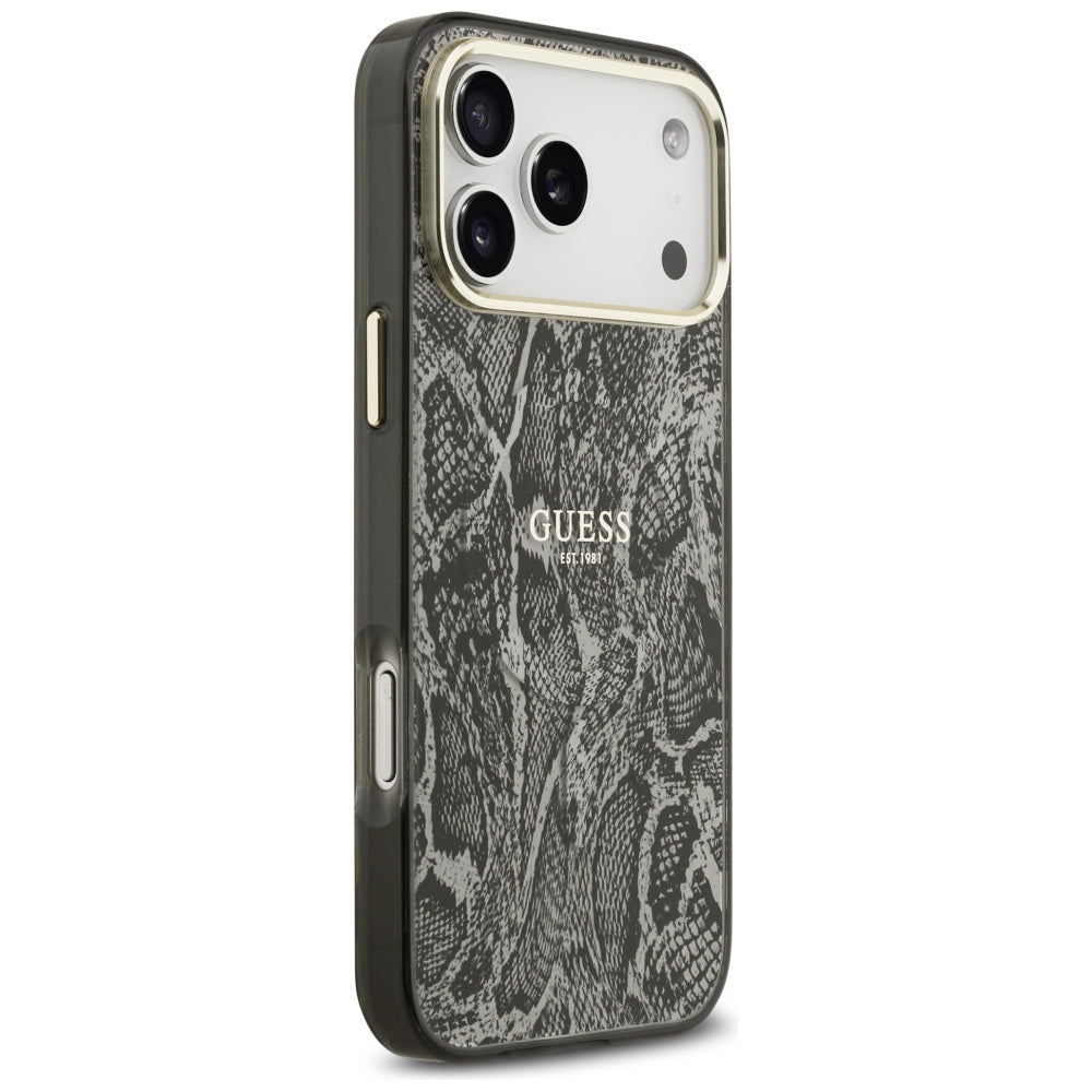 Capa MagSafe para Apple iPhone 17 Pro Max, Guess, Padrão Python, Preta
