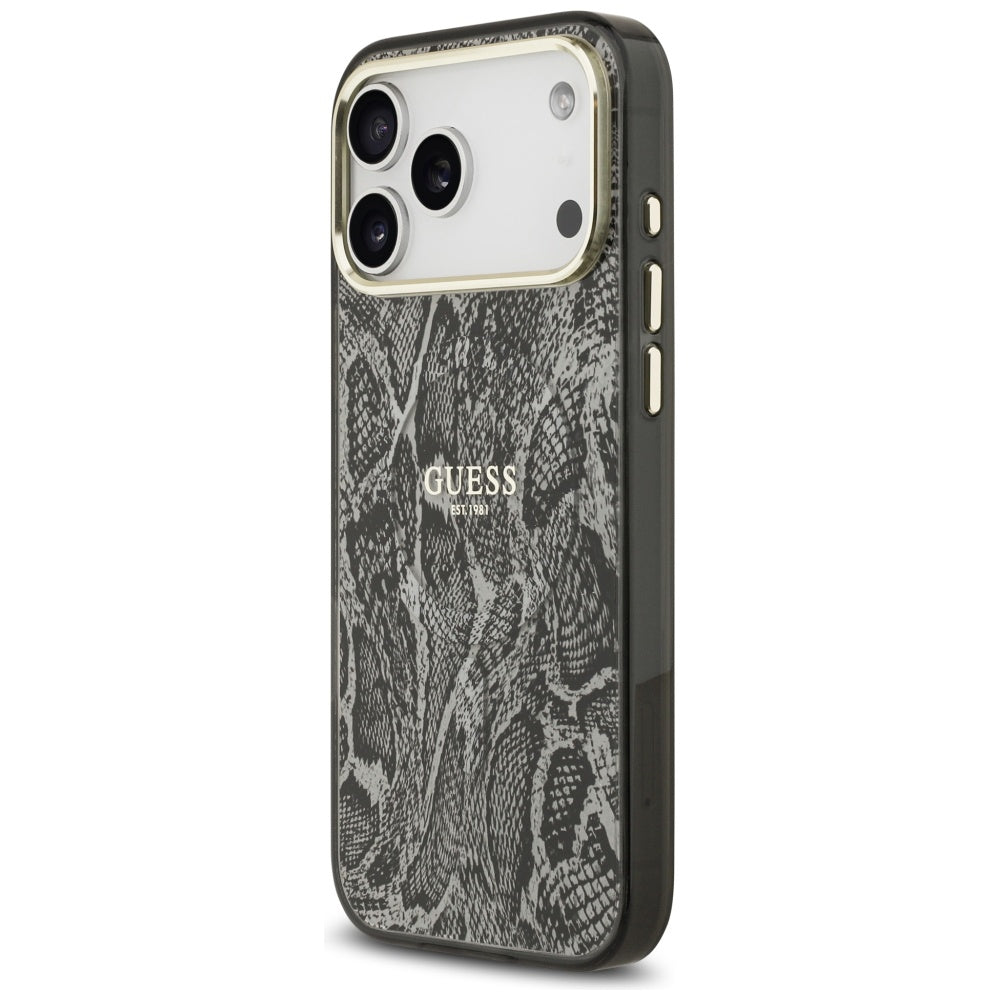 Capa MagSafe para Apple iPhone 17 Pro Max, Guess, Padrão Python, Preta
