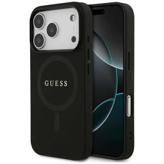Capa MagSafe para Apple iPhone 17 Pro Max, Guess, Saffiano Classic Logo, Preta