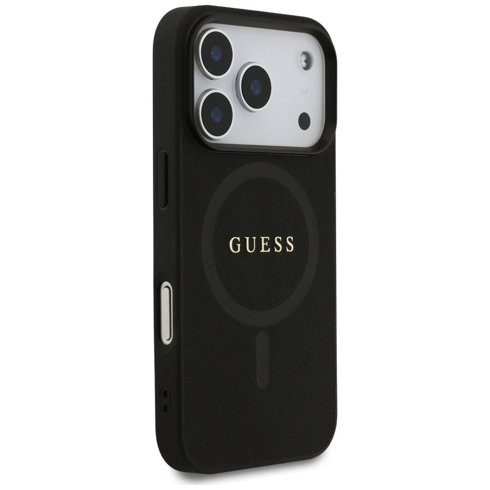 Capa MagSafe para Apple iPhone 17 Pro Max, Guess, Saffiano Classic Logo, Preta