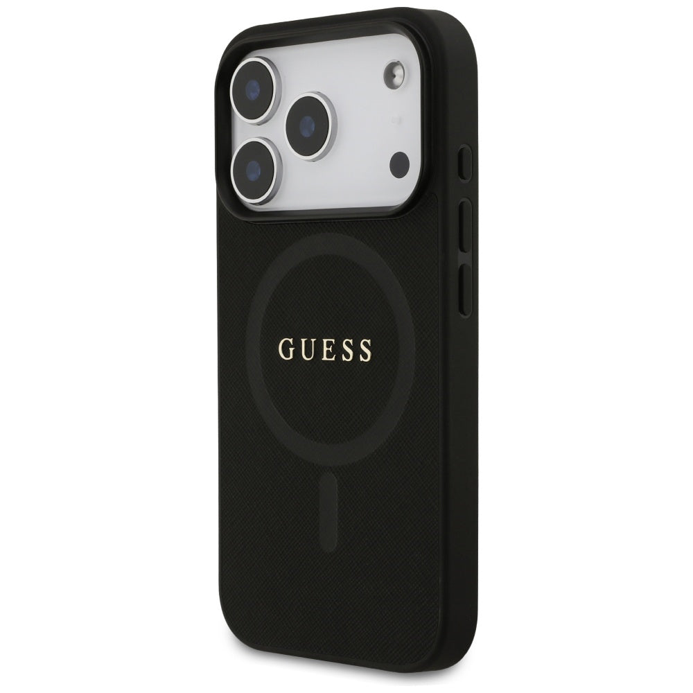 Capa MagSafe para Apple iPhone 17 Pro Max, Guess, Saffiano Classic Logo, Preta