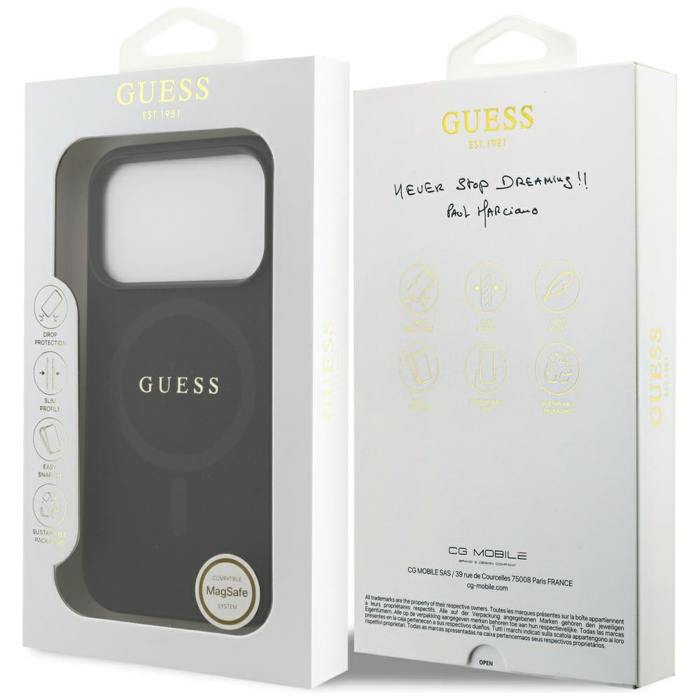 Capa MagSafe para Apple iPhone 17 Pro Max, Guess, Saffiano Classic Logo, Preta