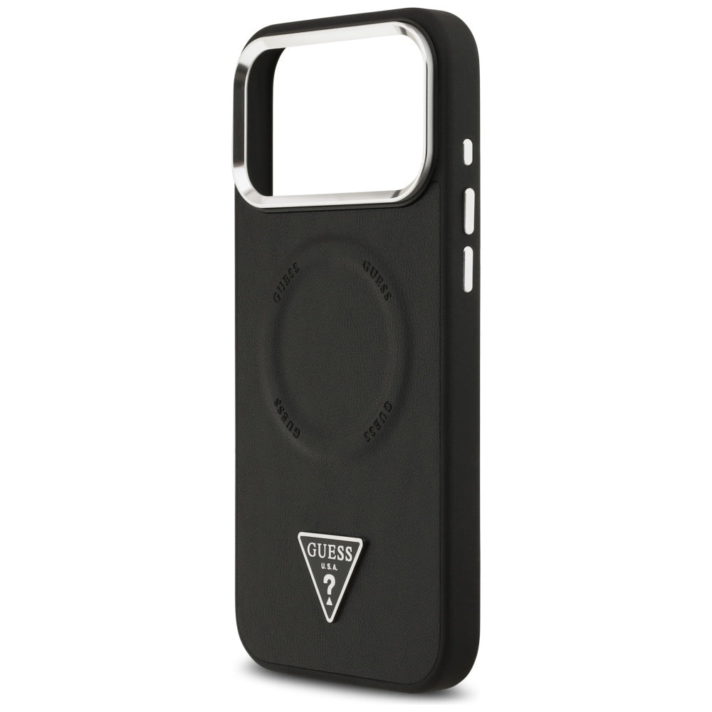 Capa MagSafe para Apple iPhone 17 Pro Max, Guess, Logotipo Triangular, Preta Prateada