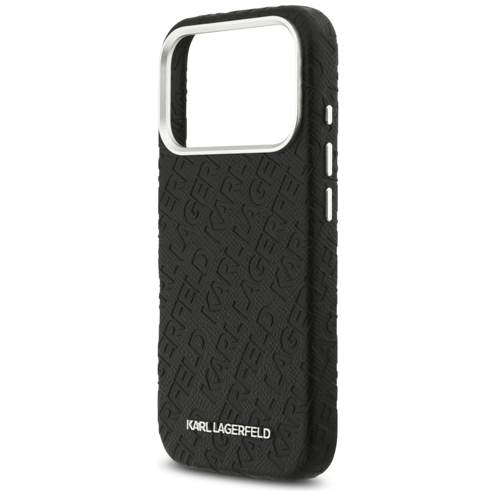 Capa MagSafe para Apple iPhone 17 Pro Max, Karl Lagerfeld, FW Stamped Karl, Preta