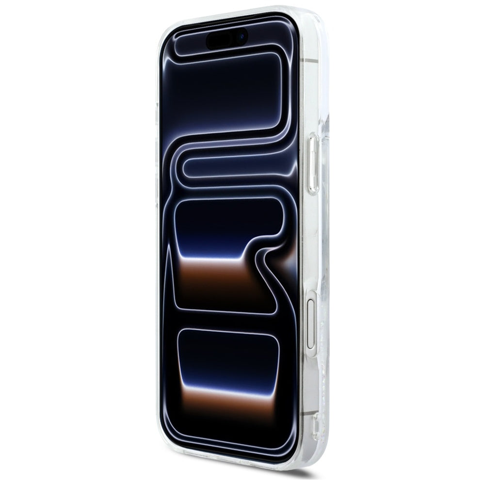 Capa MagSafe para Apple iPhone 17 Pro Max, Karl Lagerfeld, Glitter Karl Script Logo, Transparente