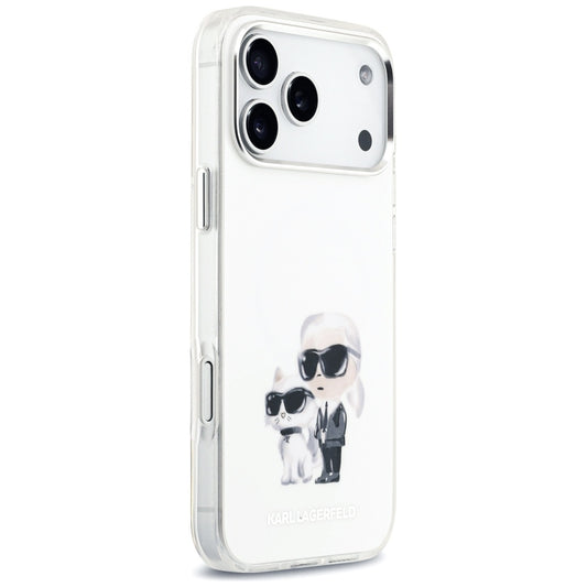 Capa MagSafe para Apple iPhone 17 Pro Max, Karl Lagerfeld, IML Aquarelle Logo Karl & Choupette, Branca.