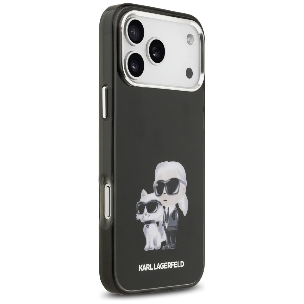 MagSafe Case for Apple iPhone 17 Pro Max, Karl Lagerfeld, IML Aquarelle Karl & Choupette Logo, Black