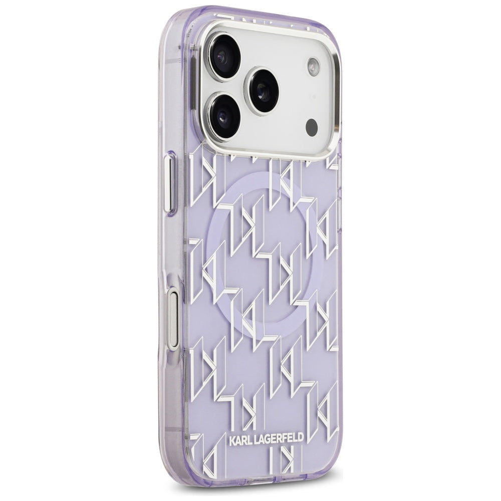 Capa MagSafe para Apple iPhone 17 Pro Max, Karl Lagerfeld, IML KL Monogram, Roxo