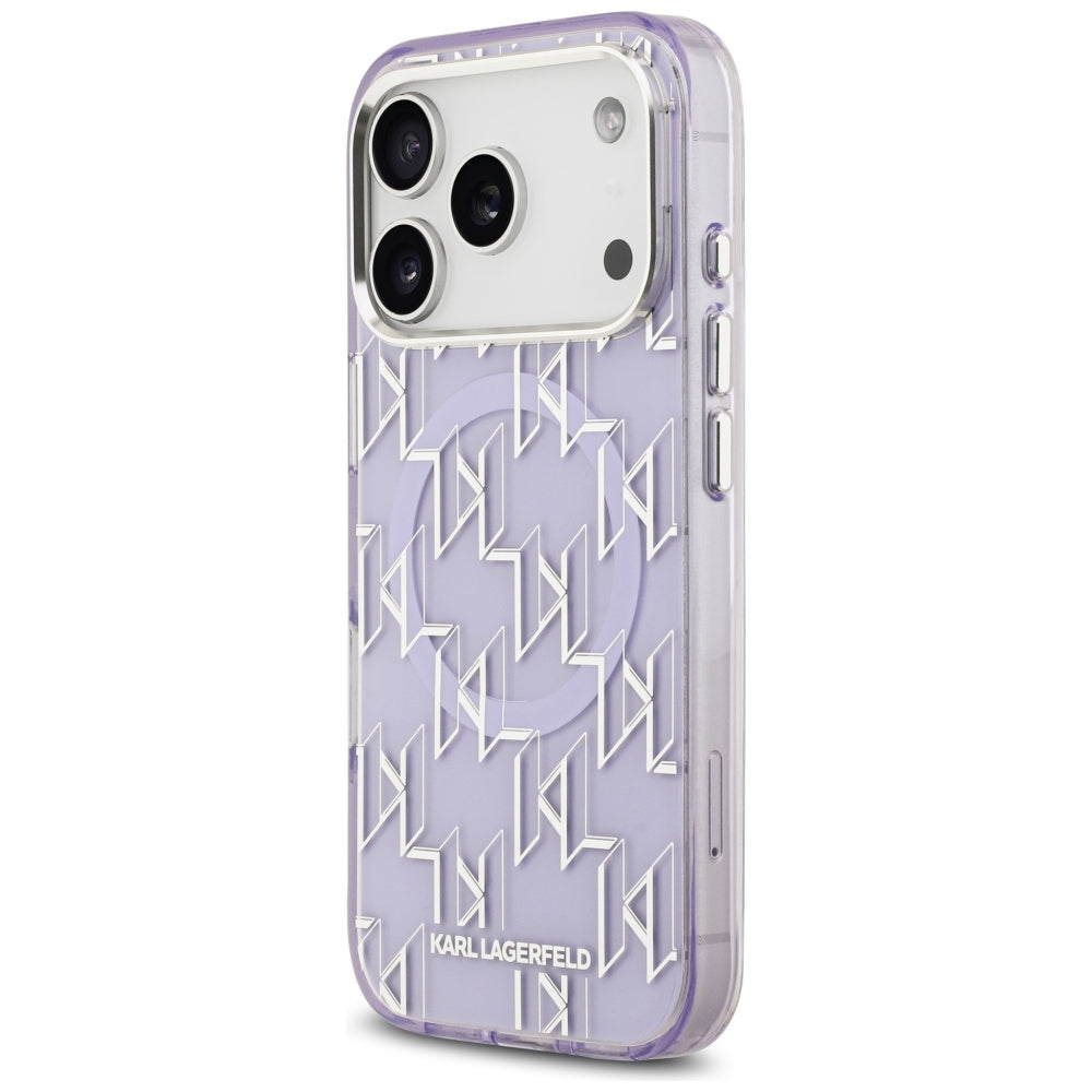 Capa MagSafe para Apple iPhone 17 Pro Max, Karl Lagerfeld, IML KL Monogram, Roxo