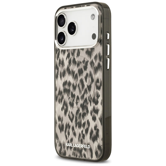 Capa MagSafe para Apple iPhone 17 Pro Max, Karl Lagerfeld, Padrão Leopardo IML, Castanho