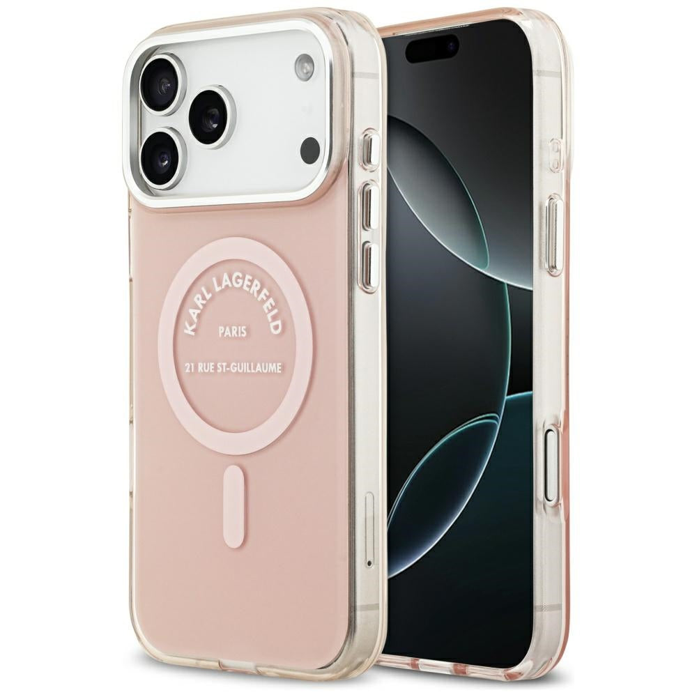 Capa MagSafe para Apple iPhone 17 Pro Max, Karl Lagerfeld, IML Logo RSG, Rosa