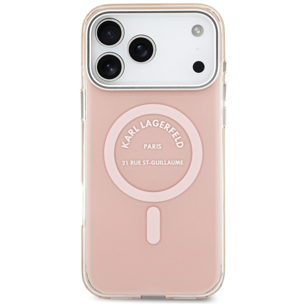 Capa MagSafe para Apple iPhone 17 Pro Max, Karl Lagerfeld, IML Logo RSG, Rosa