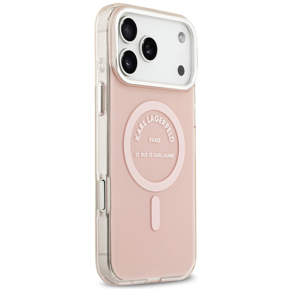 Capa MagSafe para Apple iPhone 17 Pro Max, Karl Lagerfeld, IML Logo RSG, Rosa