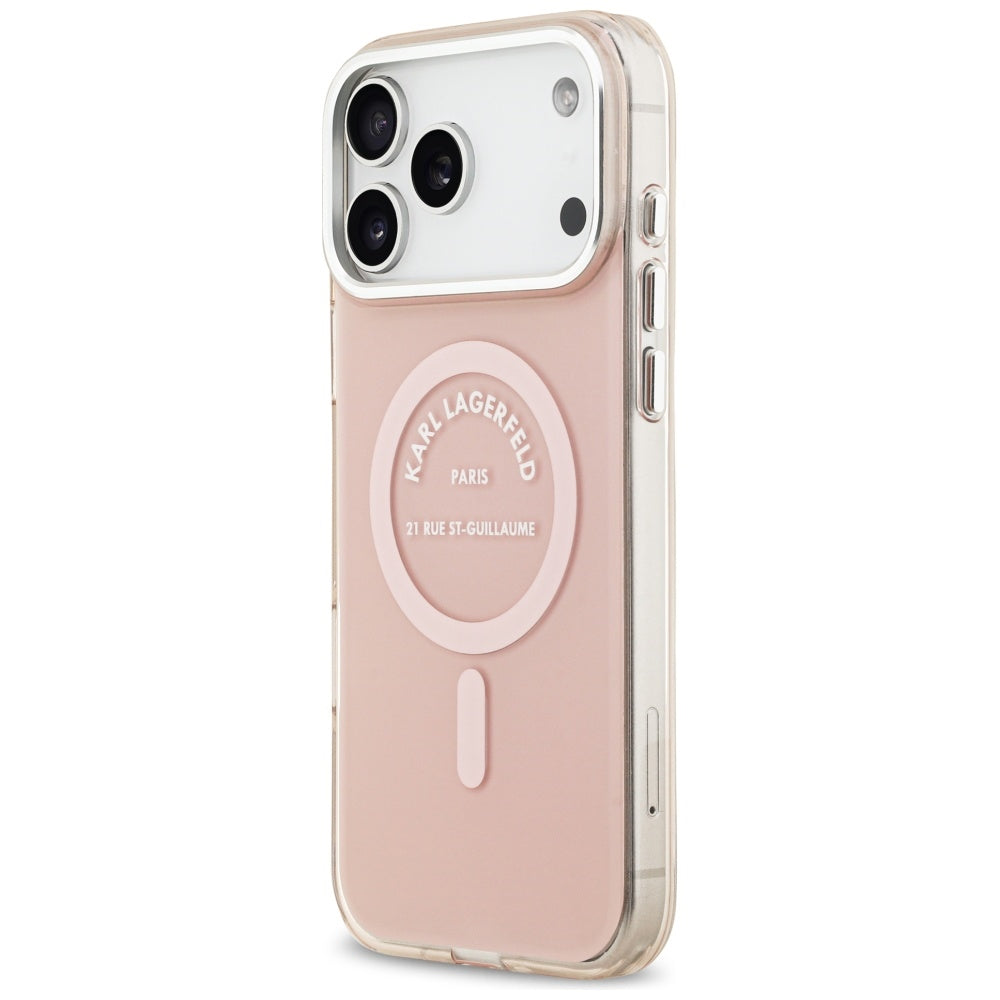 Capa MagSafe para Apple iPhone 17 Pro Max, Karl Lagerfeld, IML Logo RSG, Rosa