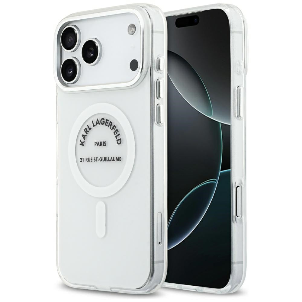 Capa MagSafe para Apple iPhone 17 Pro Max, Karl Lagerfeld, IML Logo RSG, Transparente