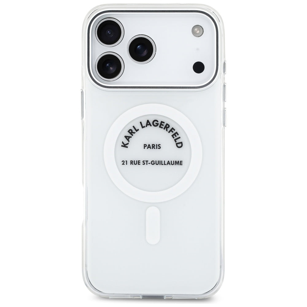 Capa MagSafe para Apple iPhone 17 Pro Max, Karl Lagerfeld, IML Logo RSG, Transparente