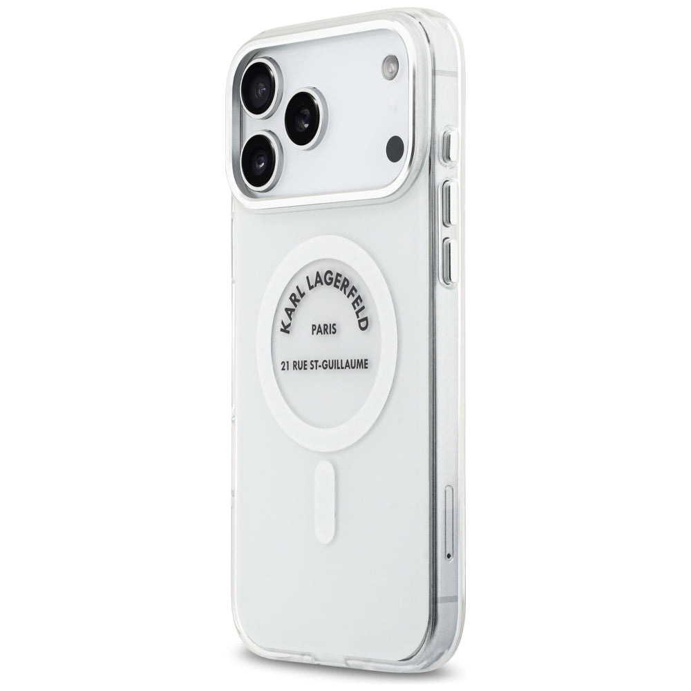 Capa MagSafe para Apple iPhone 17 Pro Max, Karl Lagerfeld, IML Logo RSG, Transparente